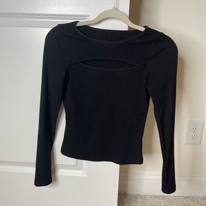 Ribbed Cutout Long Sleeve Top